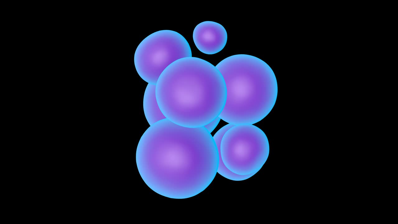 Abstract 3D animation of bubbles of geometric shapes. Collision of balls. Holidays concept.