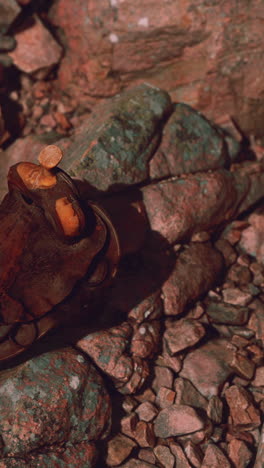 close-up of an old worn leather saddle