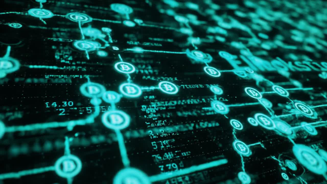Exploration of Digital Connections: A Deep Dive into Abstract Data Visualization Representing Blockchain Technology and Cryptocurrency Networks