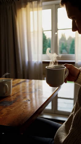 cozy morning with hot beverage