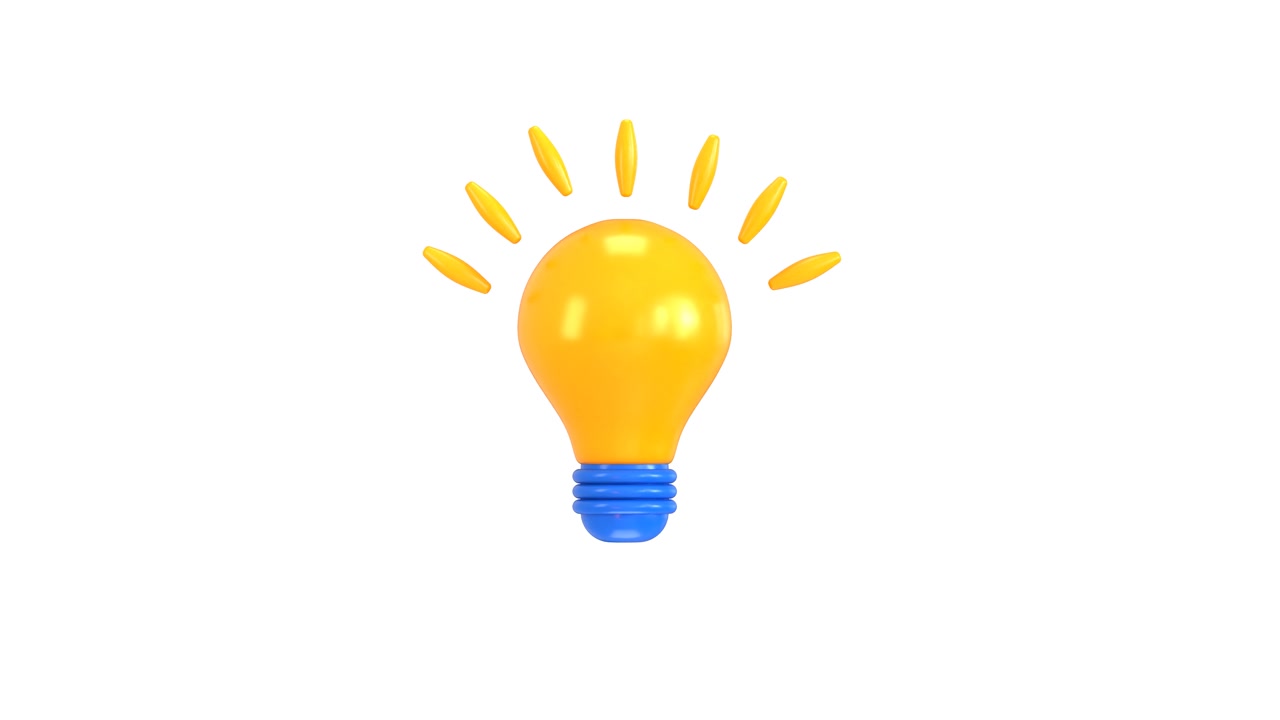 Animazione 3D di una lampadina che si accende