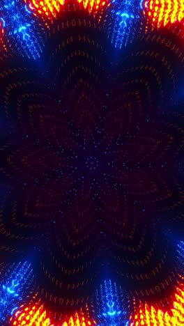 blue and orange starburst with light. kaleidoscope vj loop vertical