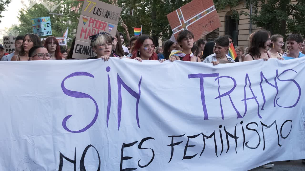 GRANADA, SPAIN - JUNE 28, 2022: Many people at the pride manifestation, LGBT+ community