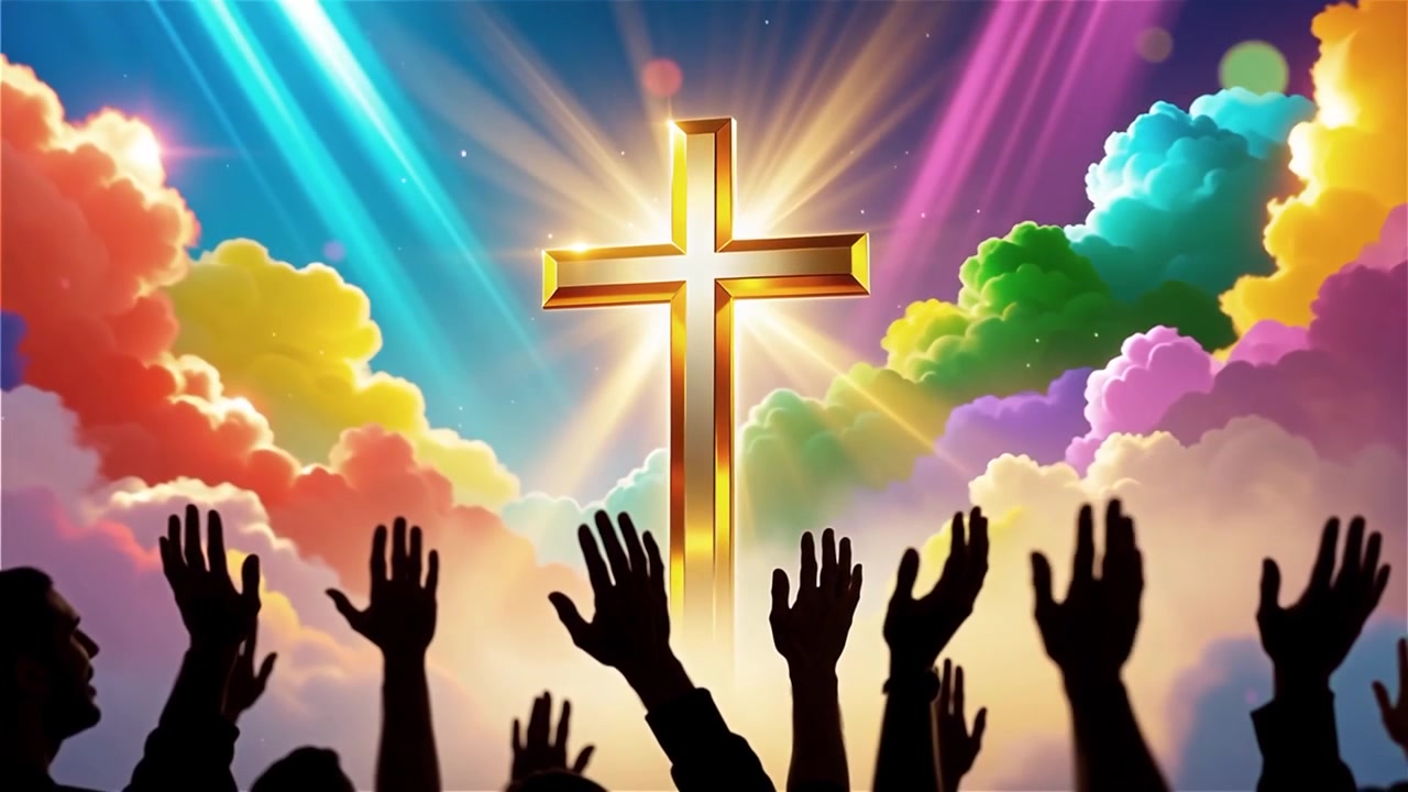 Christian Cross Heavenly Light Worship Background