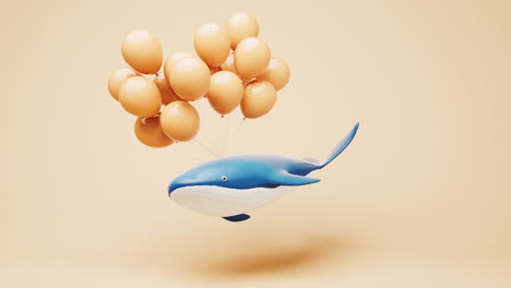 la ballena con los globos, renderización en 3d.