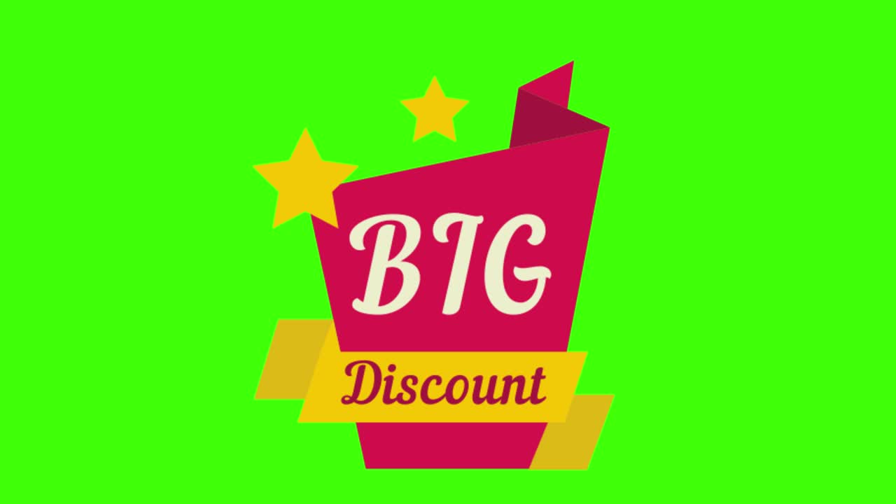 icono de pegatina de un gran descuento en una pantalla verde en 4k