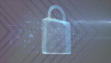 Security-padlock-icon-and-data-processing-against-shapes-forming