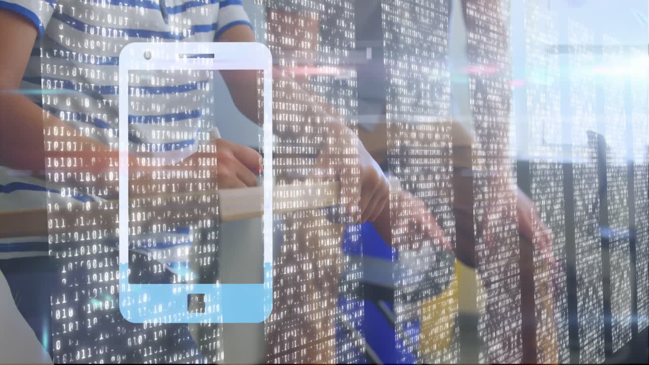 다양한 학교 학생들의 글쓰기에 대한 스마트폰의 애니메이션