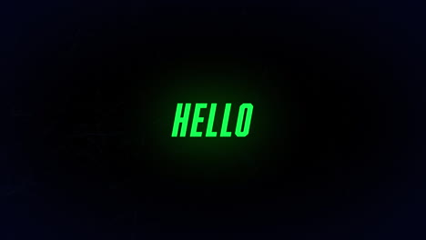 animación del texto de saludo sobre rastros de luz sobre fondo negro