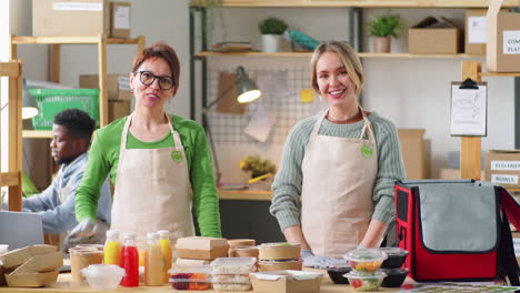 female workers advertising healthy food delivery service