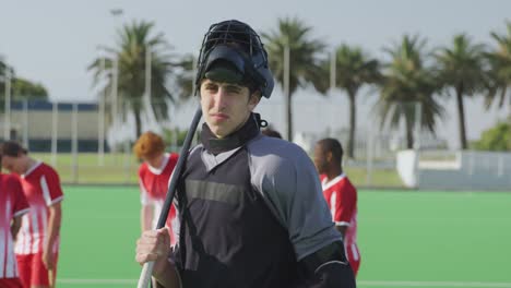 hockey player before a game