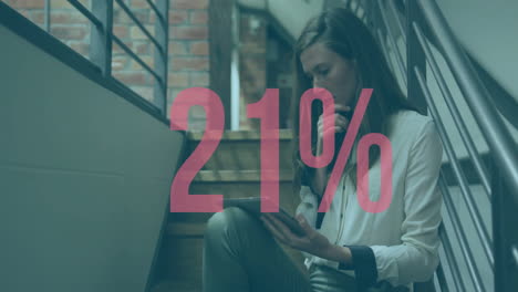 animación de un número creciente de mujeres de negocios caucásicas que usan tabletas