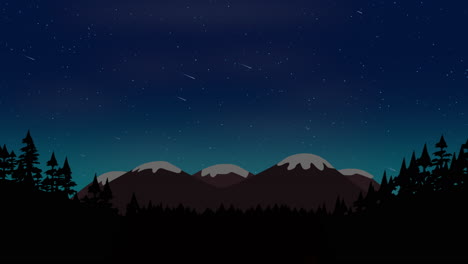 Cartoon-Animationshintergrund-Mit-Wald-Und-Berg-Mit-Sternenhimmel-Abstrakter-Hintergrund