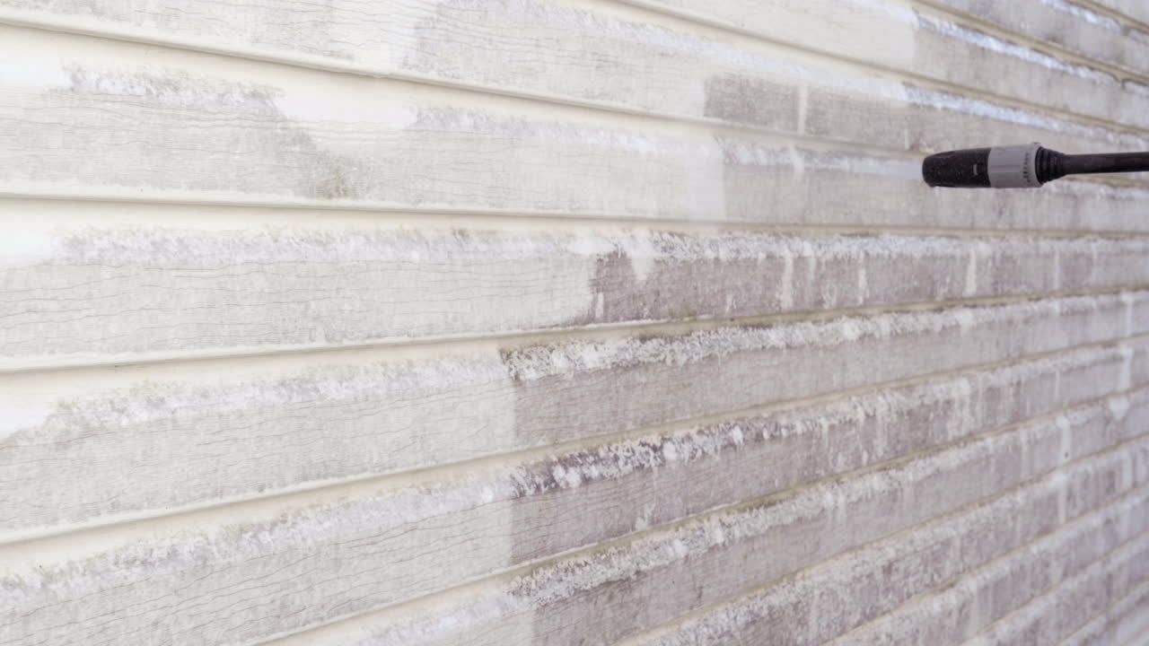 Satisfying pressure washing session. Close-up