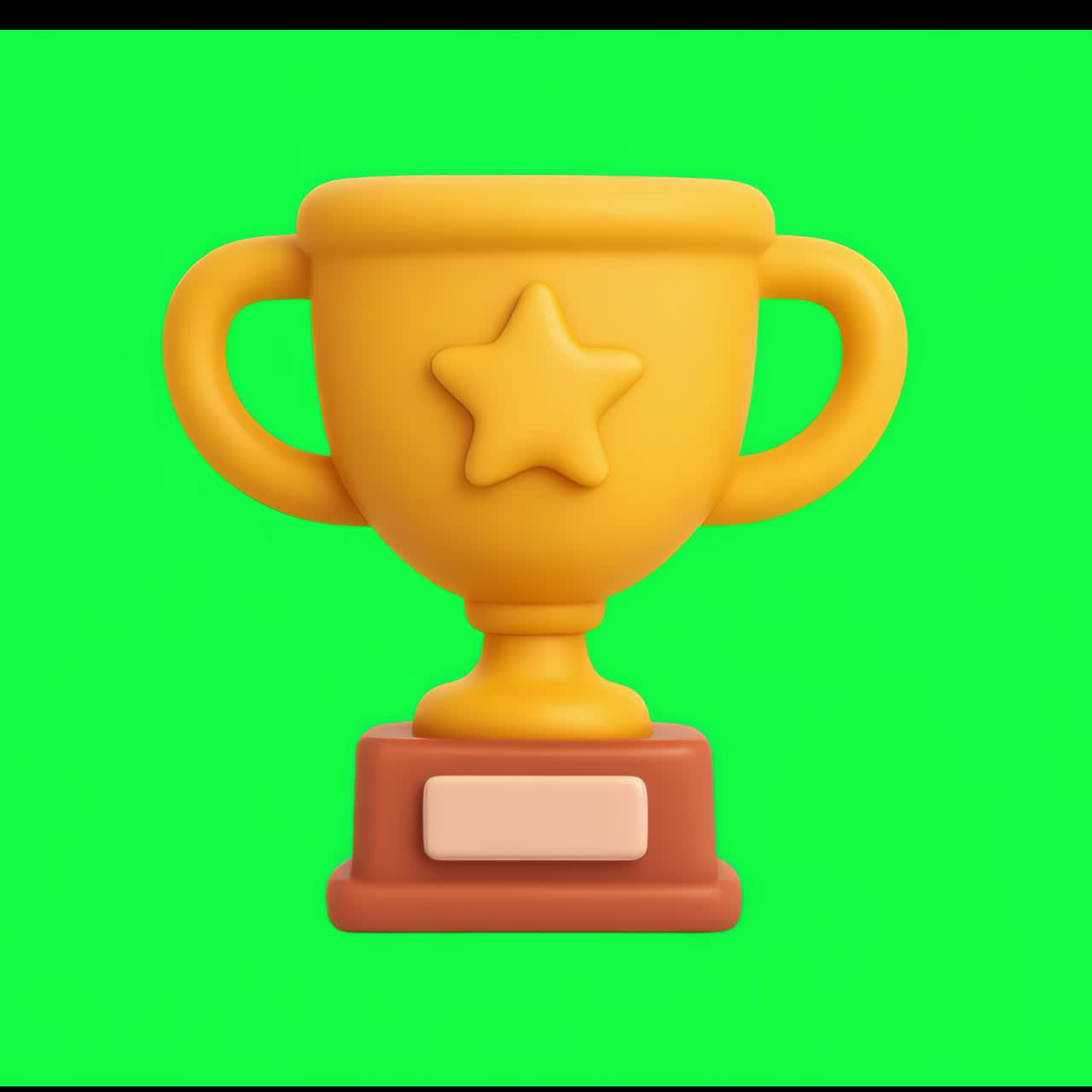 Cartoon trophy with star animation isolated asset, transparent 4K video, alpha channel, ProRes 4444