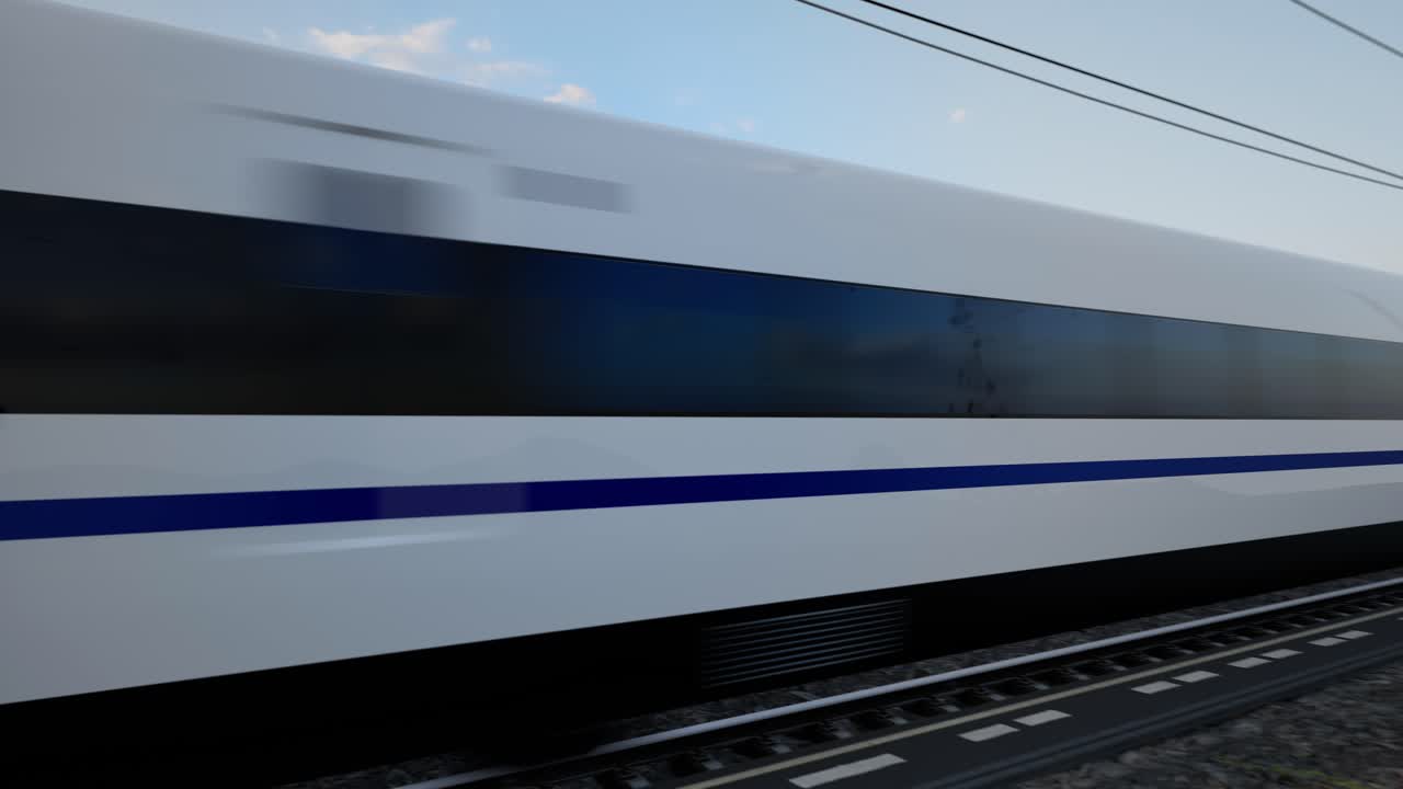пассажирский локомотив высокоскоростного поезда в движении на железной дороге