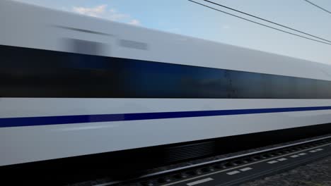 locomotora de pasajeros de tren rápido de alta velocidad en movimiento en el ferrocarril