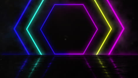 neon geometric shapes on black background