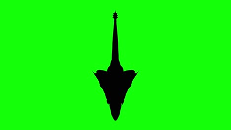 silhouette of a fantasy creature monster dragon flying on green screen, top view