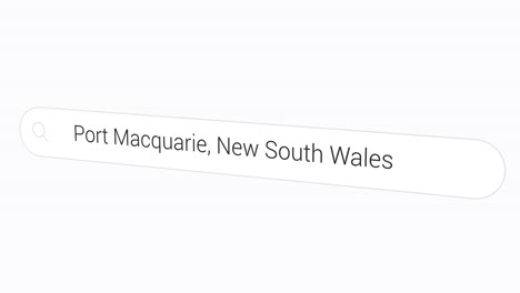 searching port macquarie, new south wales in computer browser