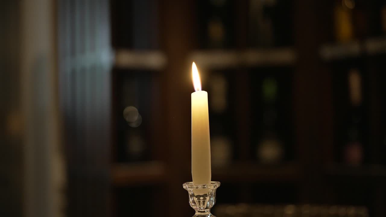Old wine cellar in iitalian restaurant, with candle light.