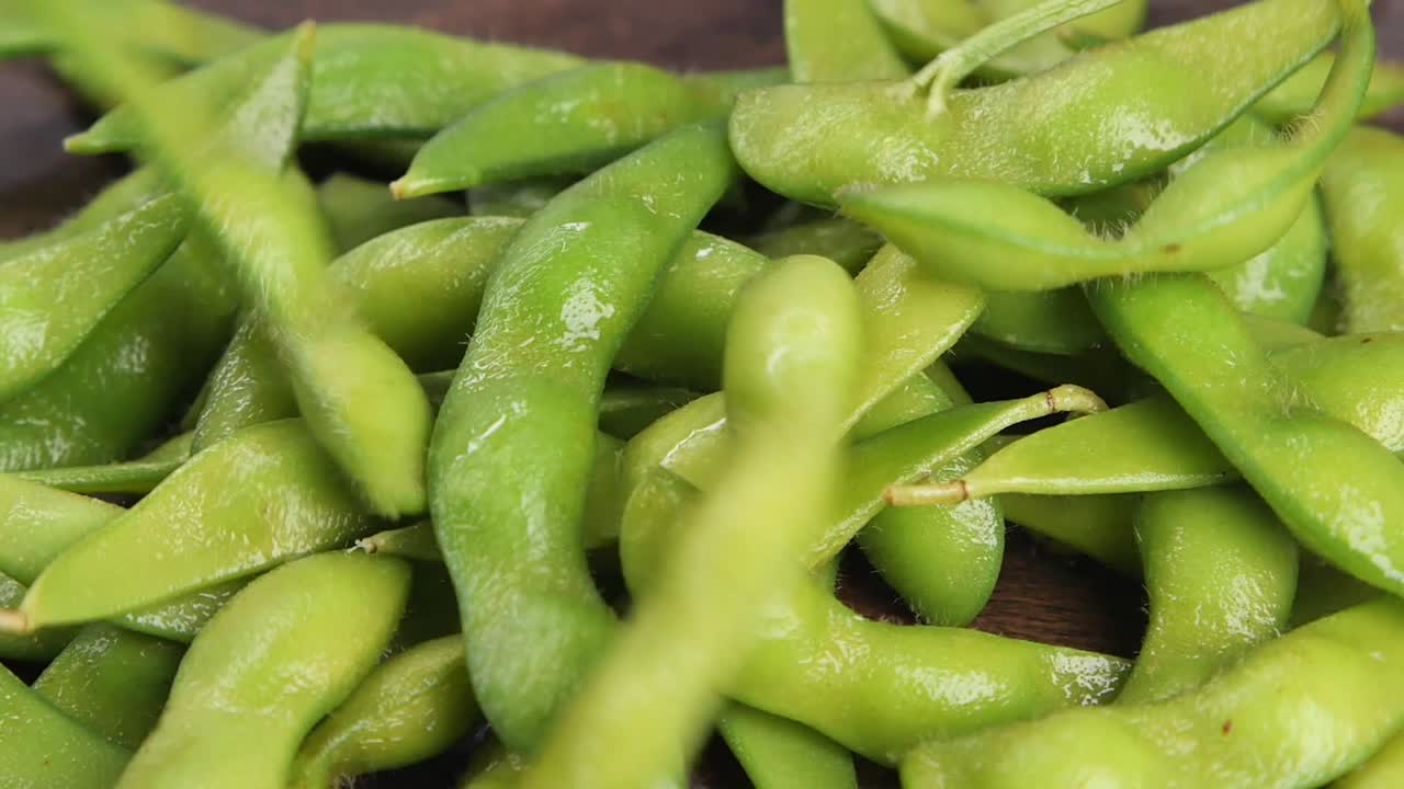 Close-up of Fresh Green Edamame Soybeans