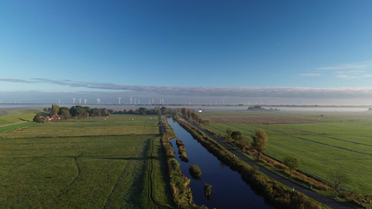 drone, nature, flying, fog, recreation, stream, morning, cloud, field, autumn, sunrise, north, countryside, high, mount, national park