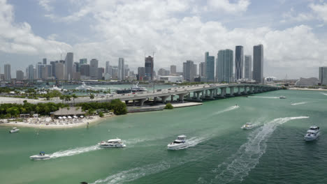 drone shot rising to reveal miami skyline