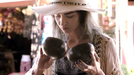 shopping beautiful young girl. portrait of a beautiful woman in the store