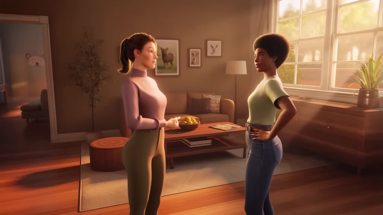 Two women in a living room