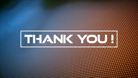 animation of thank you text on blue and orange background