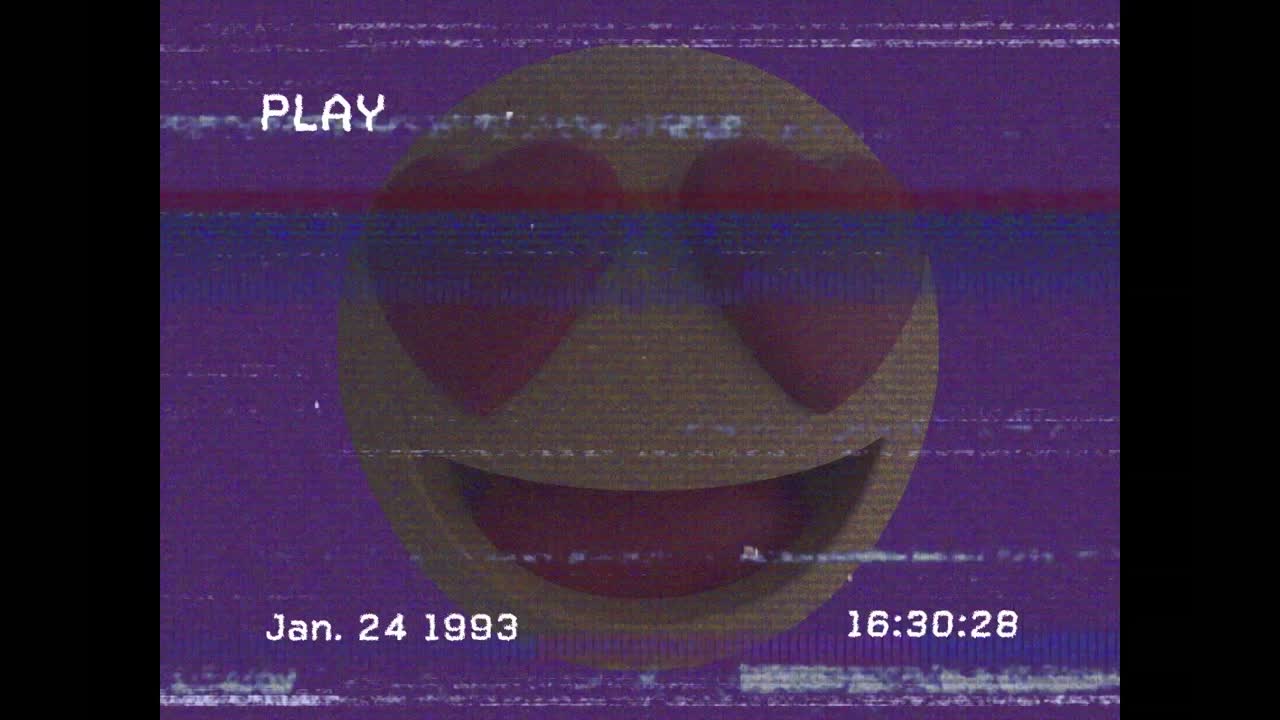 animación de iconos emoji de corazones sobre la pantalla con ruido