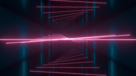 loop rotation of glowing lines in the dark tunnel, 3d rendering.