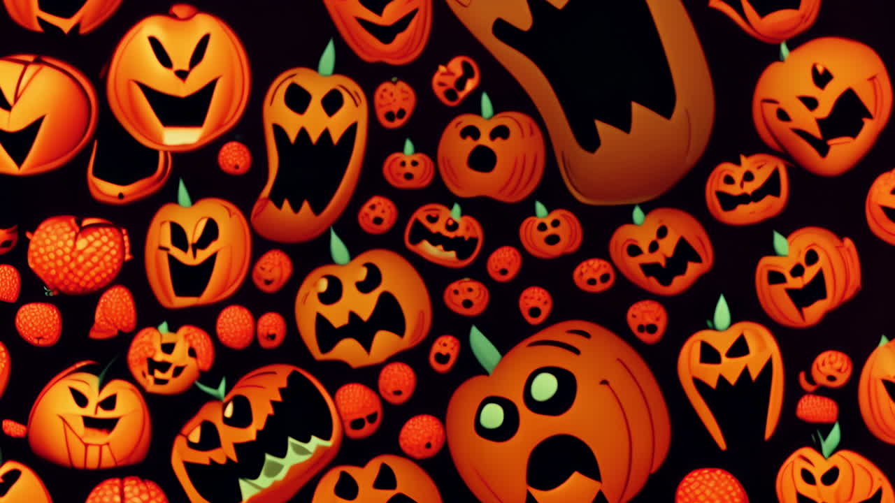 다양한 표정을 가진 할로윈 호박, 공포스러운 얼굴 애니메이션