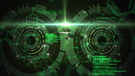 animación del procesamiento de datos científicos sobre un fondo oscuro