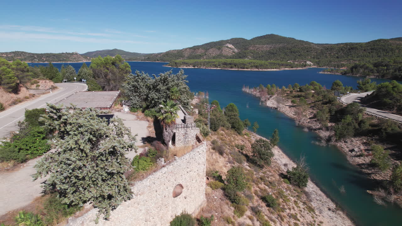 Aerial shot of Embalse de Entrepeñas reservoir near Madrid, Spain
