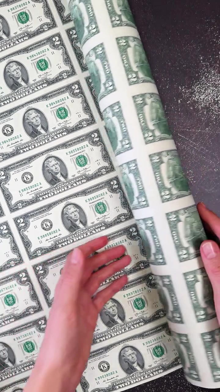Sfondo con rotolo di banconote souvenir da un dollaro USA. Rotolo decorativo di banconote souvenir degli Stati Uniti utilizzato come sfondo monetario.