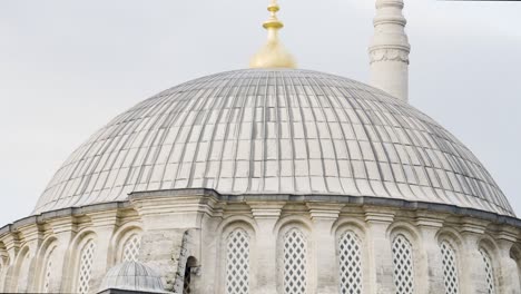 white dome of muslim temple. action. close-up of beautiful white dome of temple in turkey. muslim faith and temples