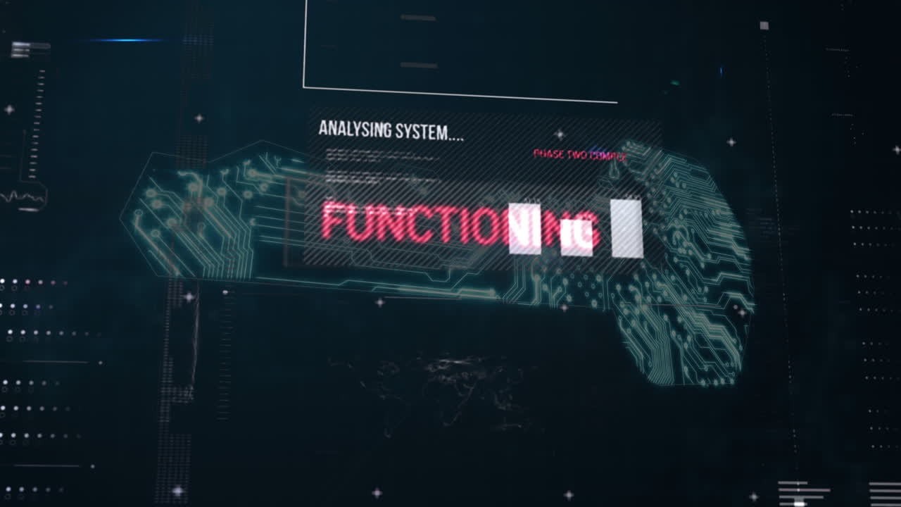 Animation of data processing with online security key on screen