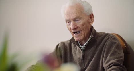 portrait of senior man talking