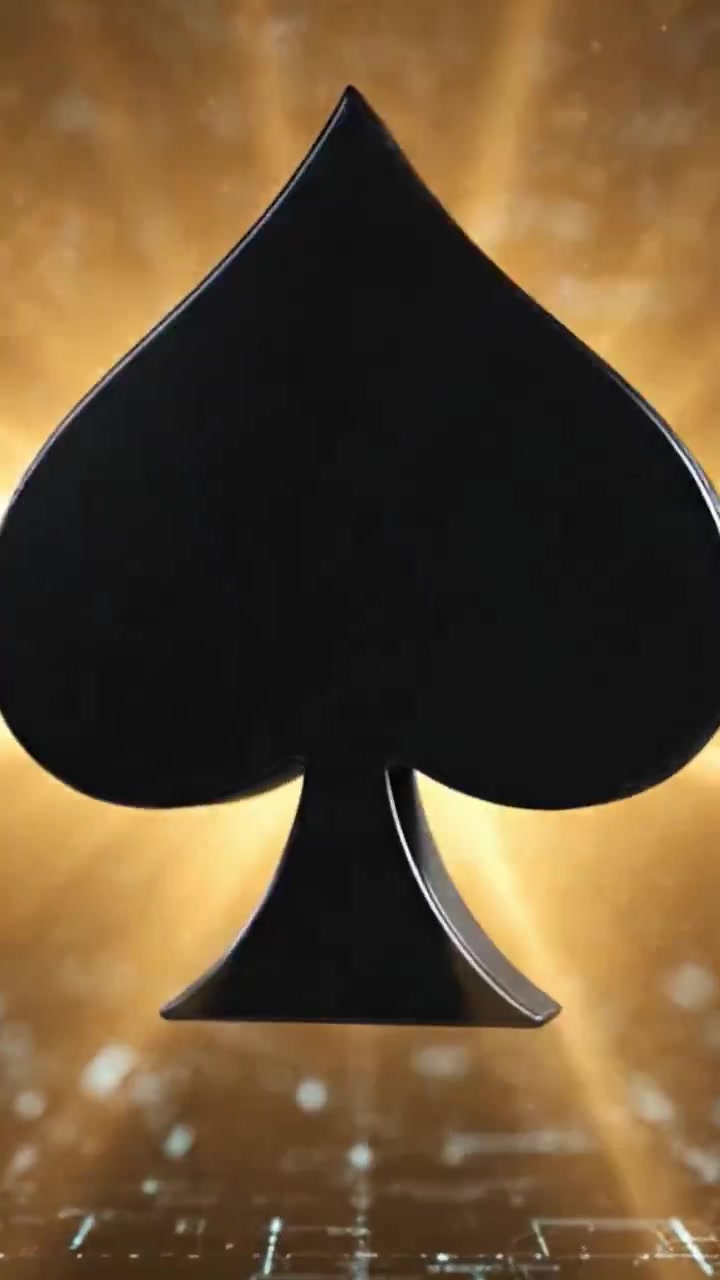 The Evolution of a Sparkling Digital Ace of Spades: A Transformation from Twinkling Particles to a Sleek, Lustrous Symbol in a Futuristic Setting