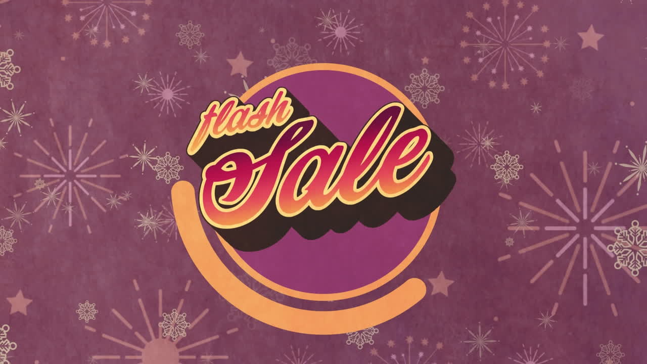 animación del texto de venta en flash sobre el patrón en fondo rosa