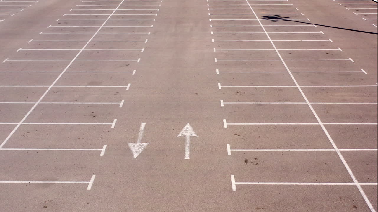 Aerial Drone footage over Empty Parkin lot
