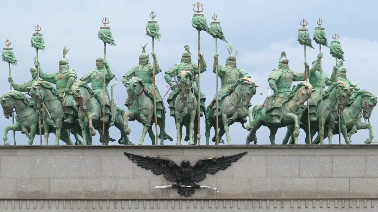 Statue of Chinggis Khaan and Warriors in Ulaanbaatar
