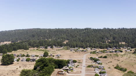 aerial pull back and tilt down over sea ranch, california