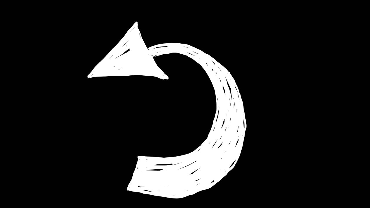 Hand Drawn Shaky Arrow Pointing Left on Black Background