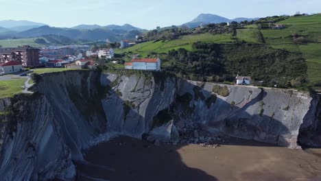 Tall,-angled-rock-flysch-formations-in-Spanish-coast-town-of-Zumaia