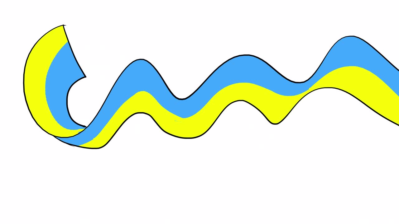 cinta azul-amarilla de dibujos animados sobre un fondo blanco.