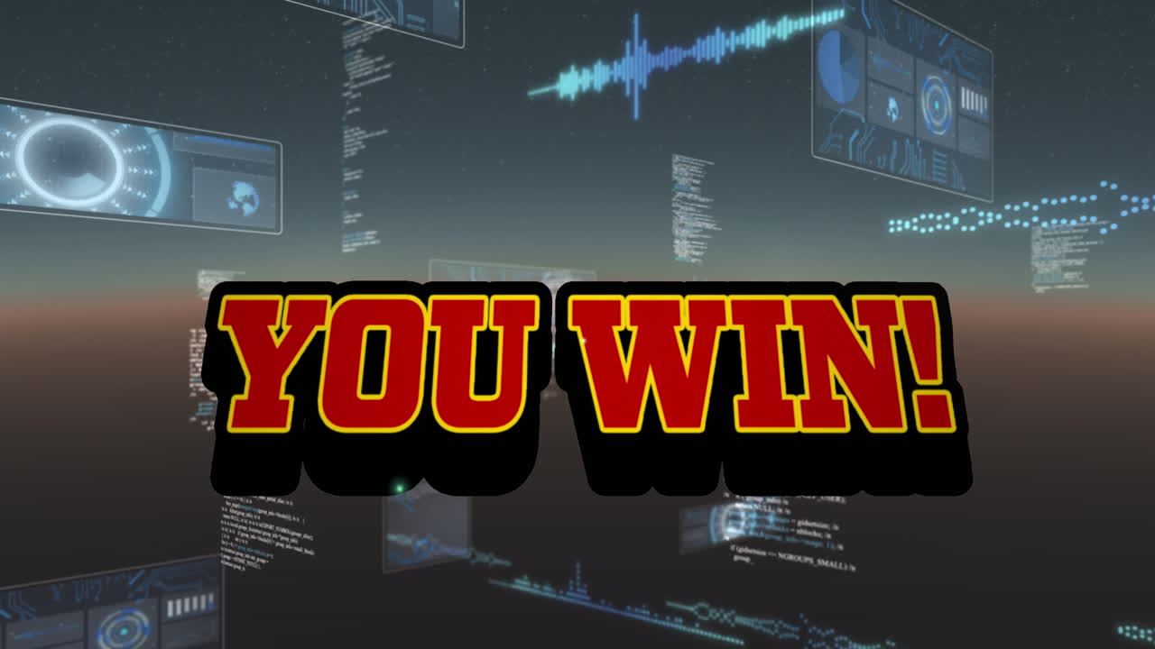 검은색 배경에 텍스트와 데이터 처리를 이기는 애니메이션