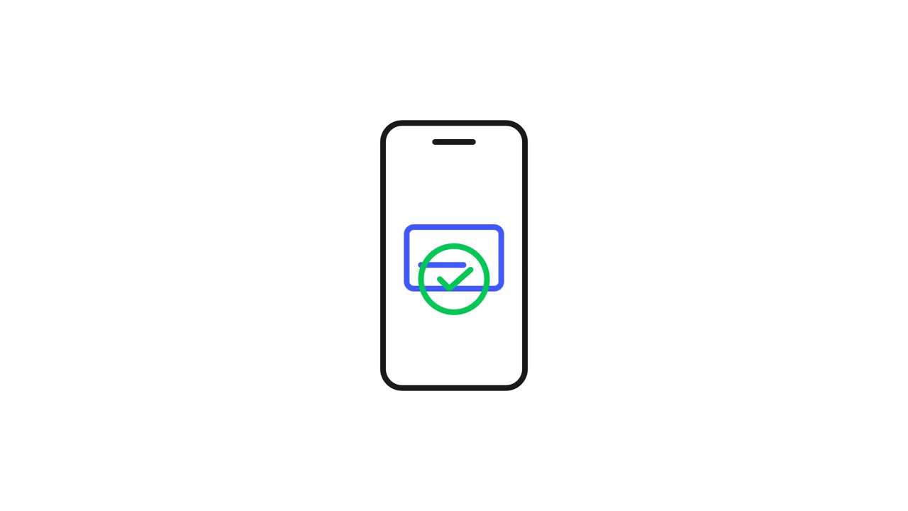 Disegno Lineare Animato di Transazione di Pagamento Mobile su Smartphone